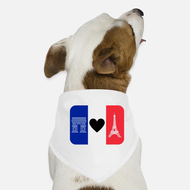 France monuments et drapeau bleu blanc rouge Bandana pour chien