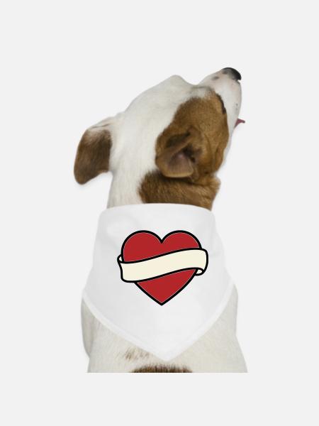 Vecteur de défilement de la bannière de cœur tatoué - Bandana pour chien - blanc - Devant