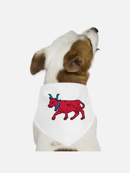 dessin vache rouge vecteur boucher éleveur Béarn - Bandana pour chien - blanc - Devant