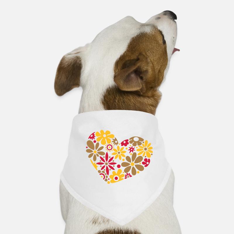 Großes Flower Power Herz, bunt Hunde-Bandana