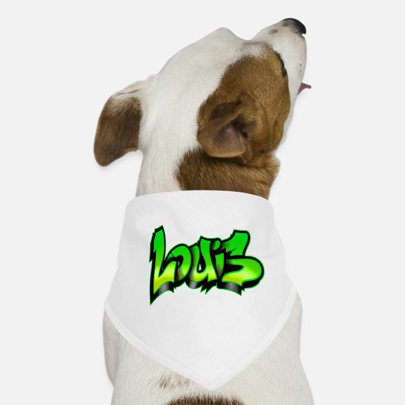 graffiti name prenom LOUIS VERT GREEN Bandana pour chien