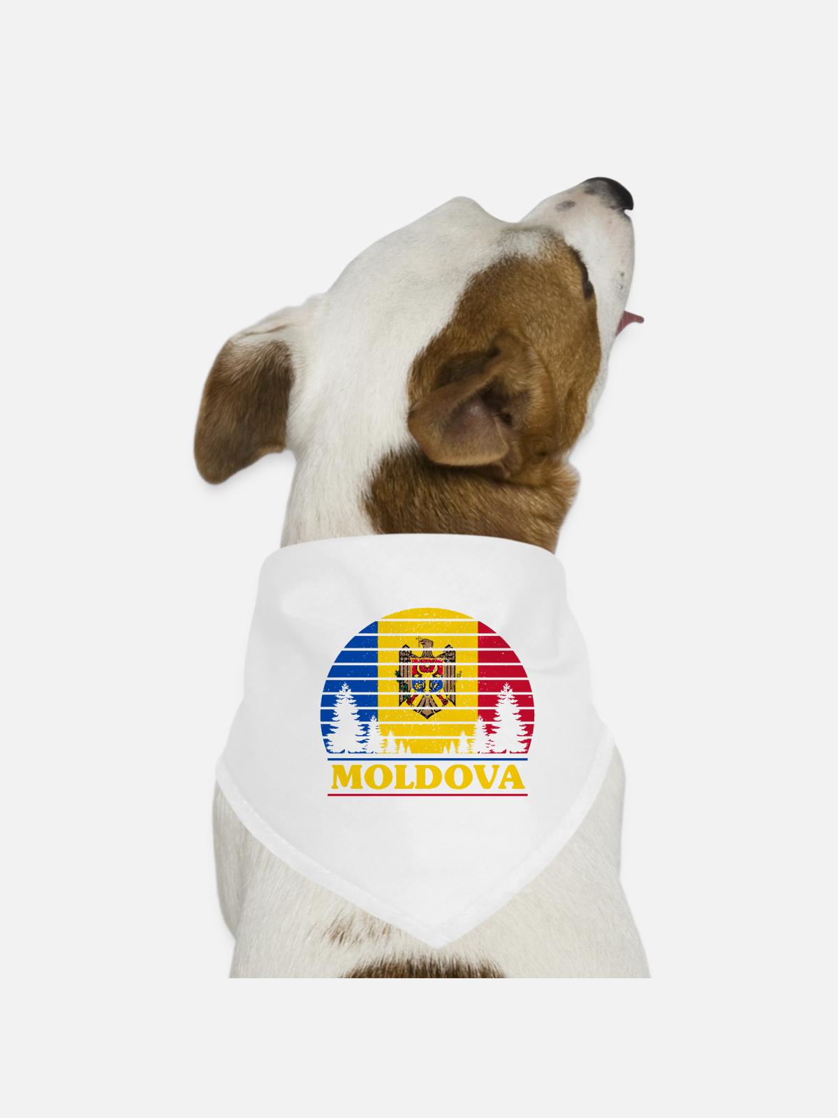 Moldova - Dog Bandana - white - Front