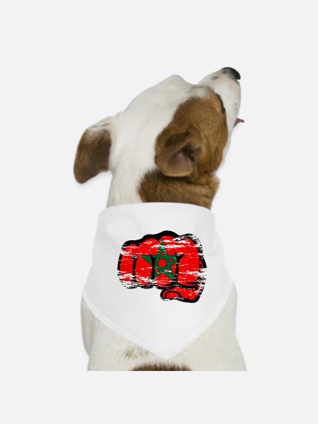 Marokko Flagge Hand Faust used - Hunde-Bandana - Weiß - Vorne