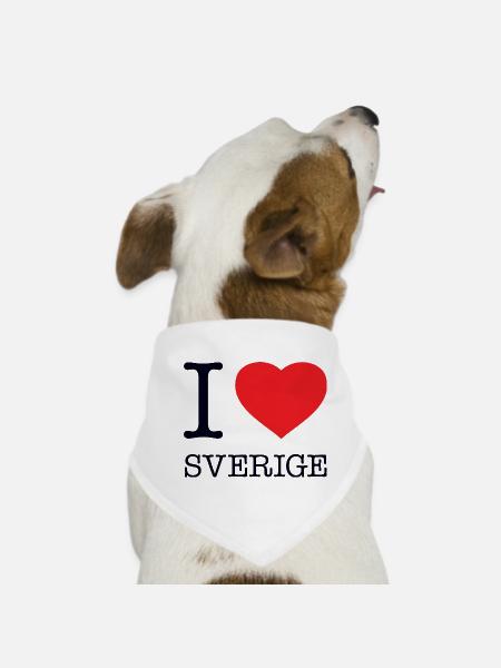 J’AIME SVERIGE Suède Schweden - Bandana pour chien - blanc - Devant