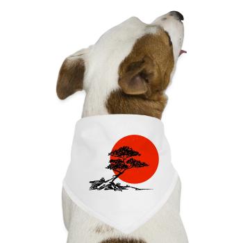 Bonsai mit Roter Sonne - Hunde-Bandana - Weiß - Vorne