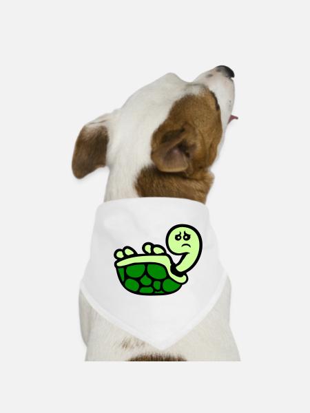 Tortue renversée sur le dos, triste - Bandana pour chien - blanc - Devant