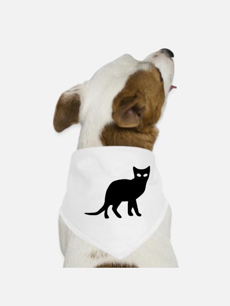 Chat Black Silhouette Cadeau Chat Amateur de Chat - Bandana pour chien - blanc - Devant