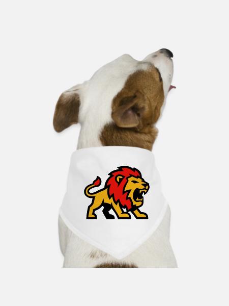 Lion Mascot Crest Logo - Dog Bandana - white - Front
