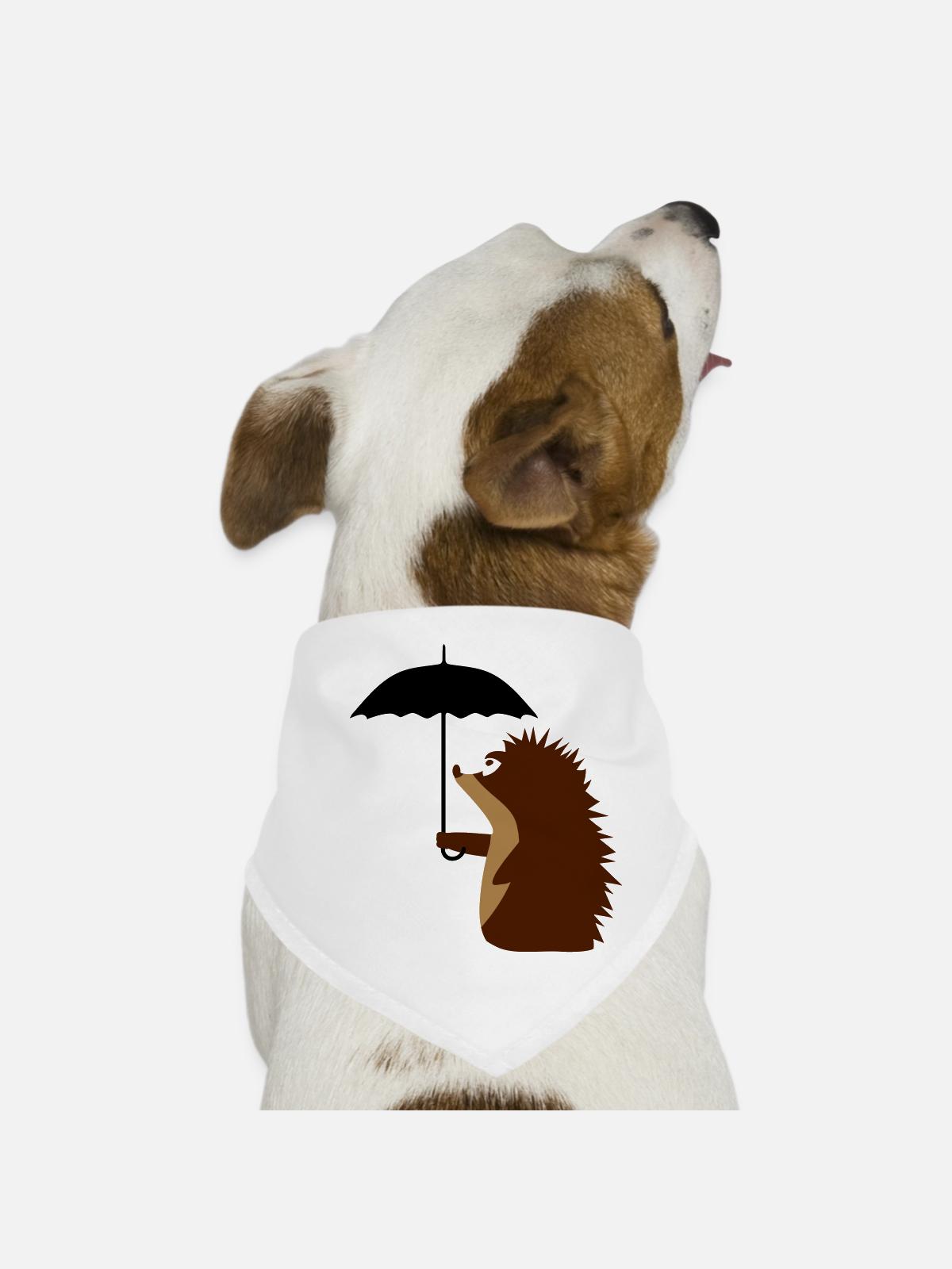 Igel mit Schirm - Hunde-Bandana - Weiß - Vorne