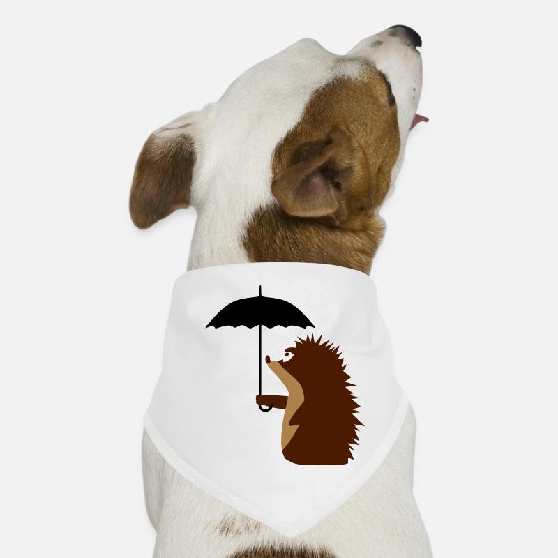 Igel mit Schirm - Hunde-Bandana - Weiß