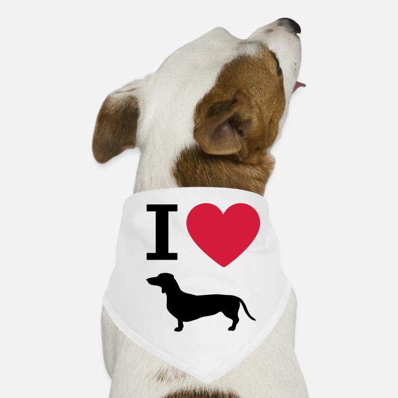 J'aime teckel, silhouette de chien de coeur et de chiens Bandana pour chien
