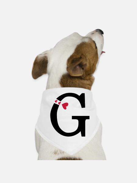Capital letter G with hearts - Dog Bandana - white - Front