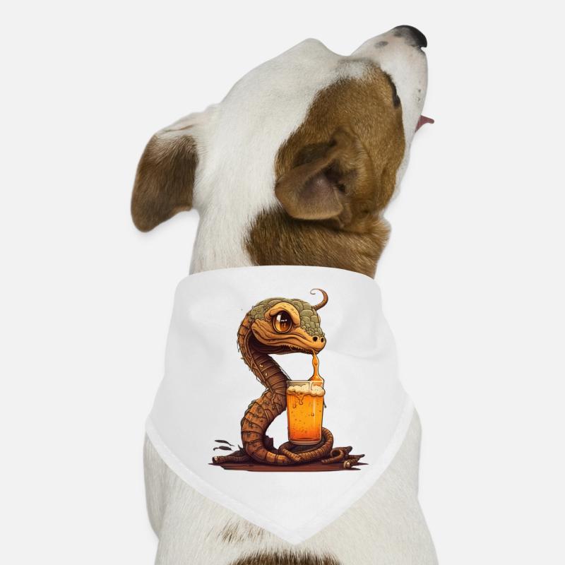 Cute Cool Snake with Beer Comic Illustration Dog Bandana