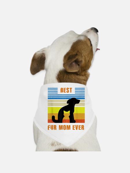 Best Fur Mom Dog Cat Owner - Dog Bandana - white