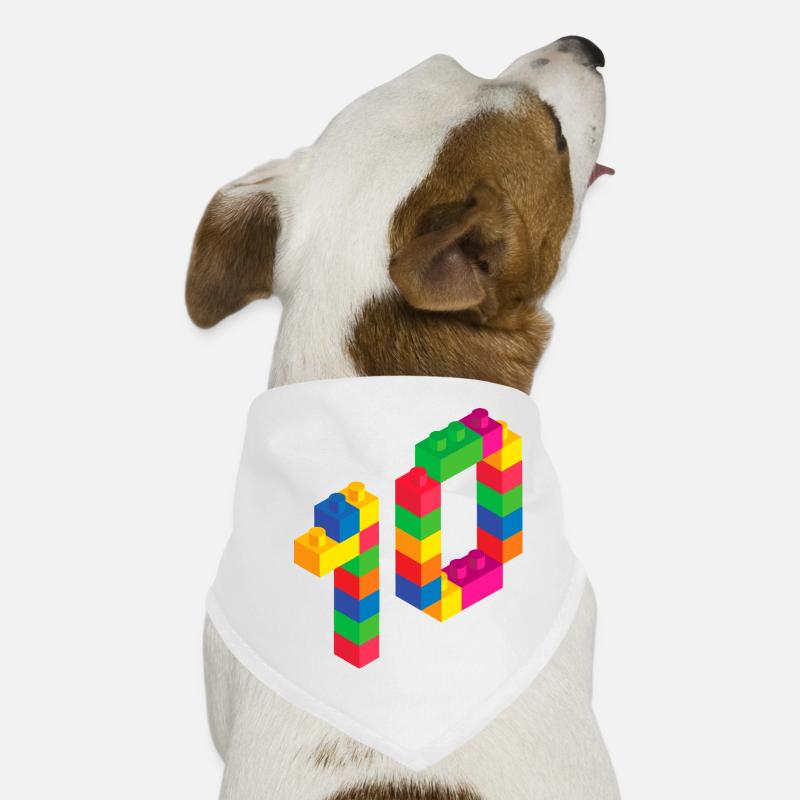Cute Block Building 10th Birthday Gift 10 Year Dog Bandana