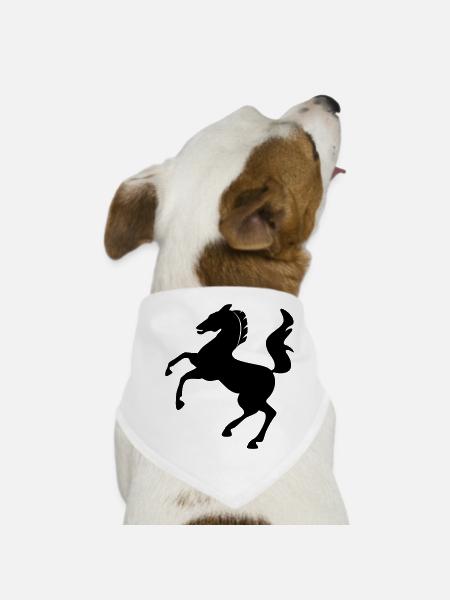 Horse Symbol Dynamically Jumping - Dog Bandana - white - Front