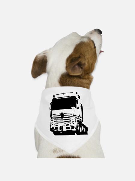 German Truck Silhouette - Dog Bandana - white - Front