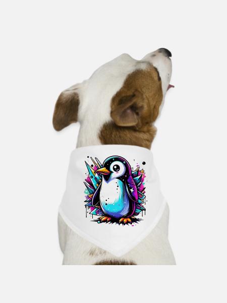 Penguin - Dog Bandana - white - Front