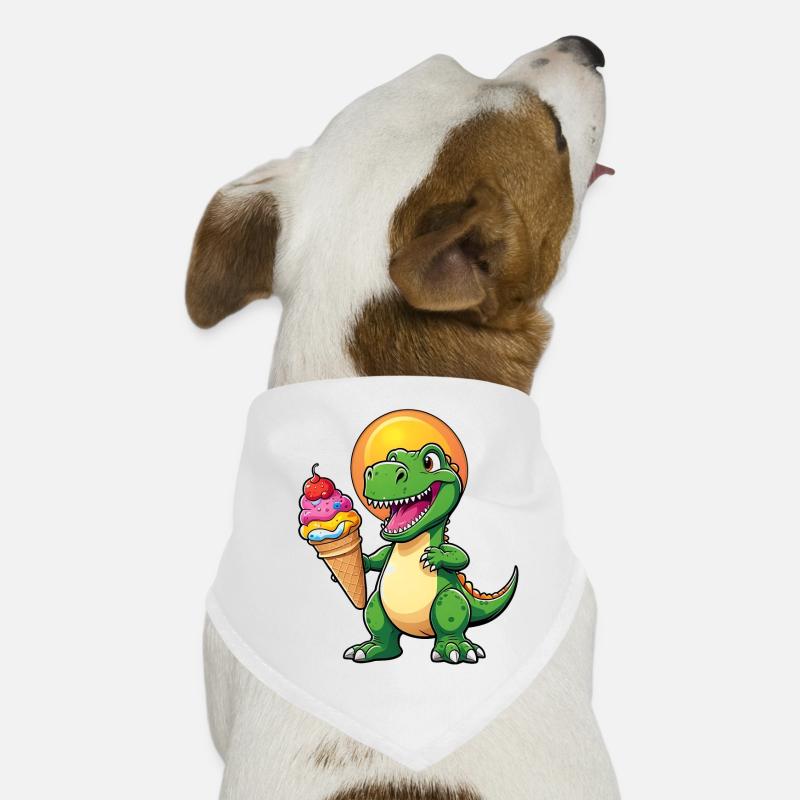 Funny dinosaur with big colorful ice cream cone Dog Bandana