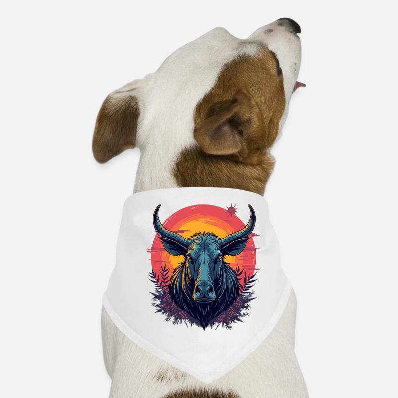Futuristic bison at sunset Dog Bandana