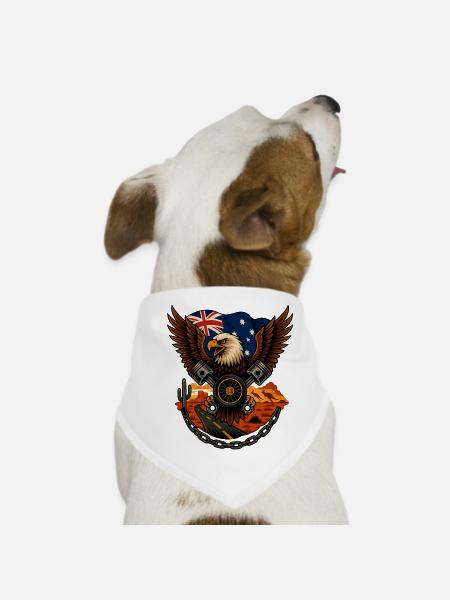 Australian Eagle Motorized - Dog Bandana - white - Front