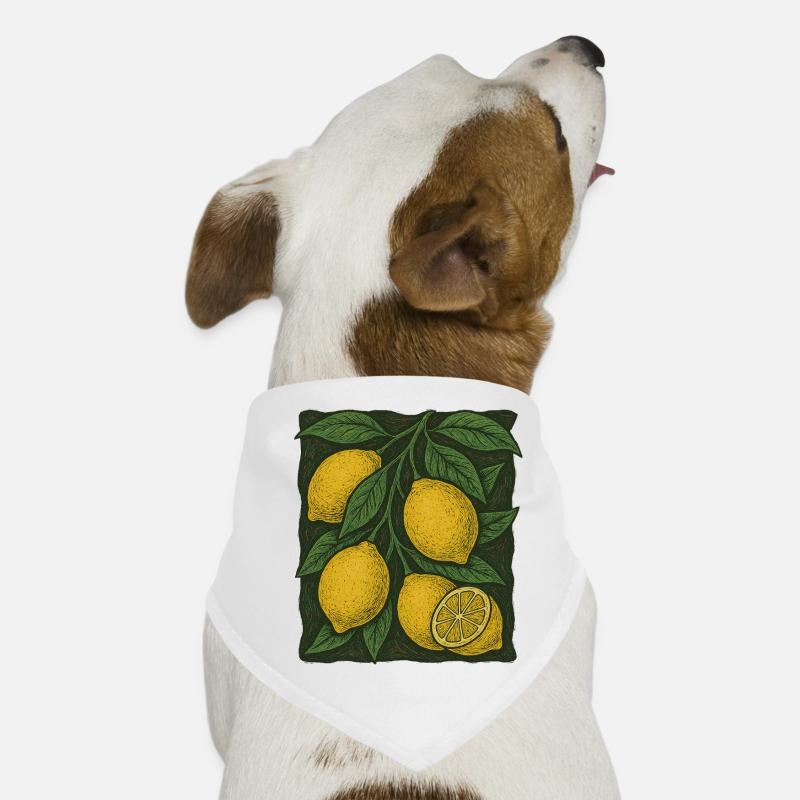 Lemon Botanical Illustration Dog Bandana