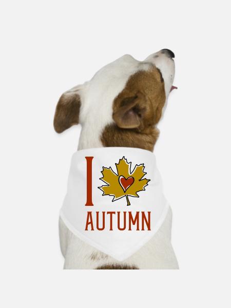 Herbstblatt Herzmotiv - Hunde-Bandana - Weiß - Vorne
