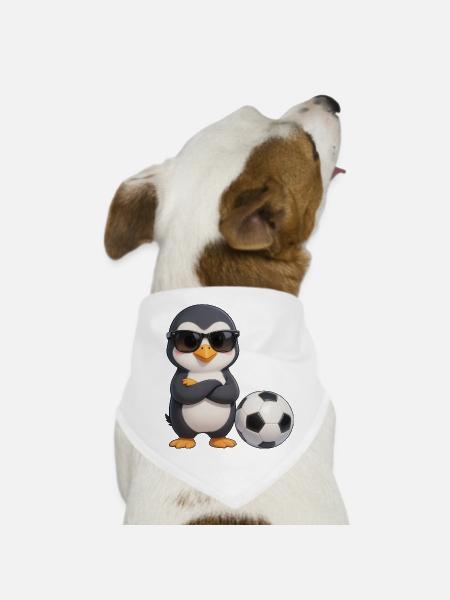 Süßer Pinguin Fußballspieler Cartoon  - Hunde-Bandana - Weiß - Vorne