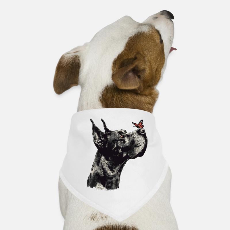Dogge mit rotem Schmetterling Hunde-Bandana