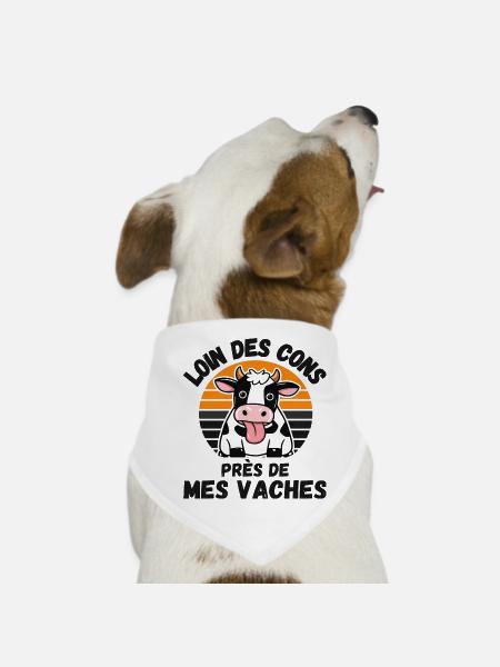Far From The Idiots Near My Cows Vintage-Humor - Hunde-Bandana - Weiß - Vorne