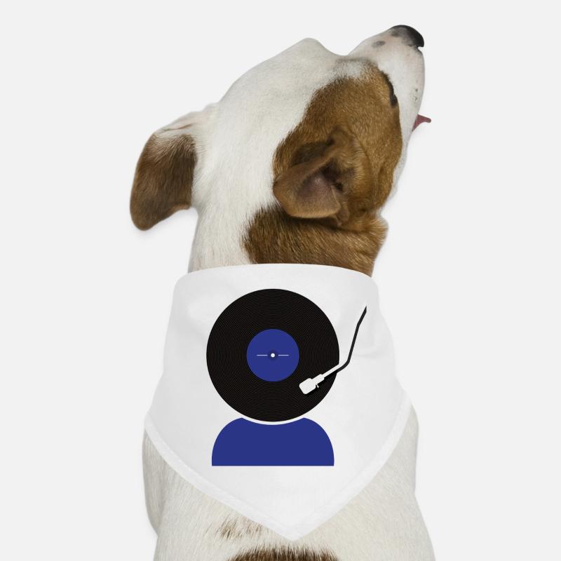 Schallplatten Kopf - Hunde-Bandana - Weiß
