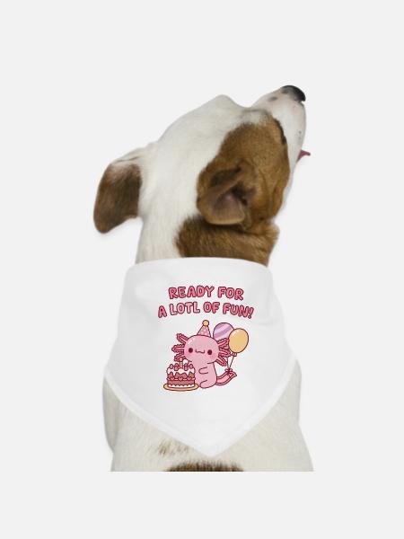 Cute Axolotl Birthday Ready For A Lotl Of Fun - Dog Bandana - white - Front