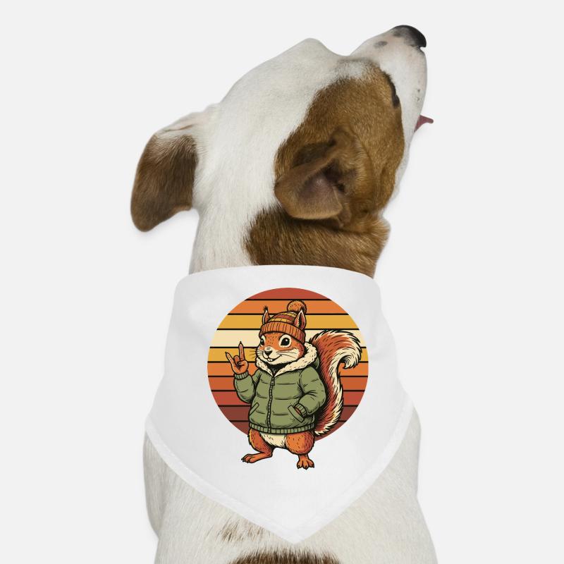 Écureuil Cool - Design Rétro Hivernal Bandana pour chien