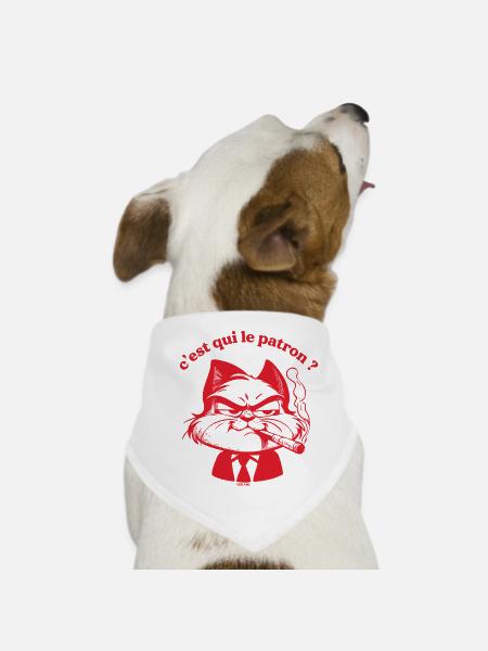 C'est qui la patron ? - Bandana pour chien - blanc - Devant