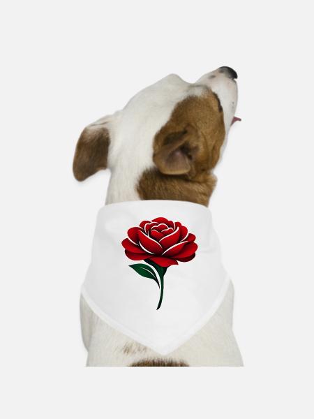 Rose Rouge Fleurs Rouge Profond - Bandana pour chien - blanc - Devant