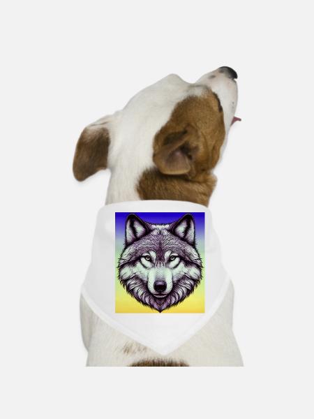 Wolf - Dog Bandana - white - Front