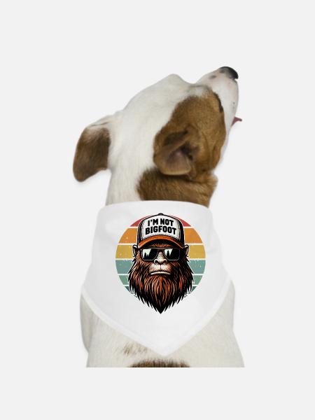 I'm Not Bigfoot Retro Sunset Sasquatch Funny - Dog Bandana - white - Front
