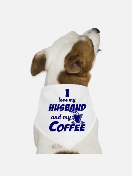 Citation de l’amour du mari et du café - Bandana pour chien - blanc - Devant