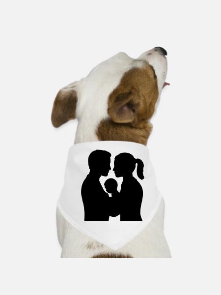 Silhouette familiale Les parents Enfants aiment ensemble - Bandana pour chien - blanc - Devant