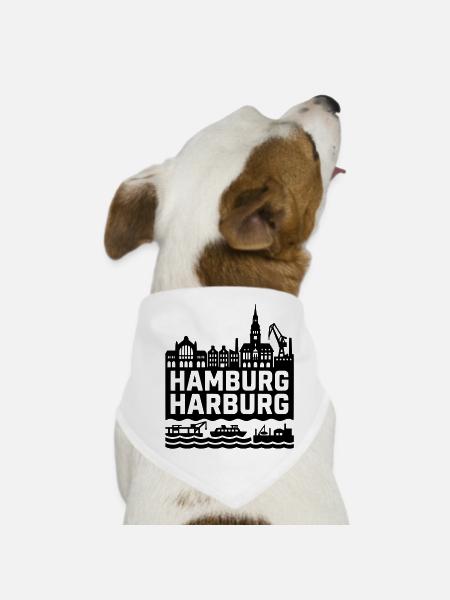 Hamburg Harburg - Hunde-Bandana - Weiß - Vorne