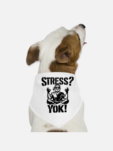 Stress? Yok! | Türkisches Stencil Streetwear Desig - Hunde-Bandana - Weiß - Vorne