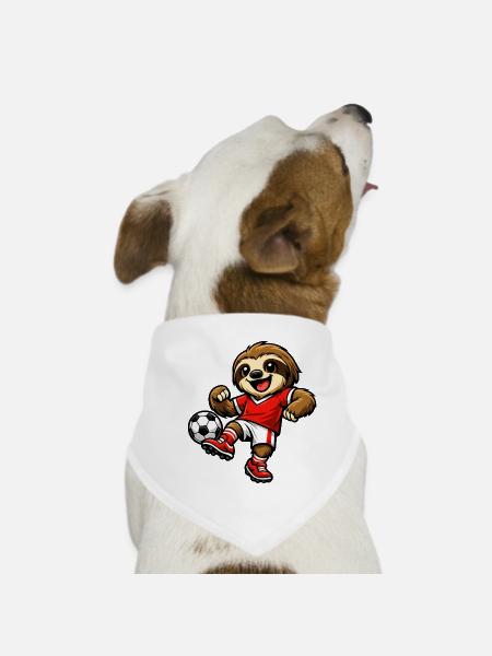Un joli paresseux jouant au football - Bandana pour chien - blanc - Devant
