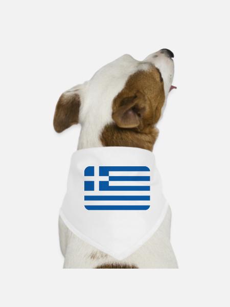 GREECE FLAG round corner 400 dpi - Dog Bandana - white - Front