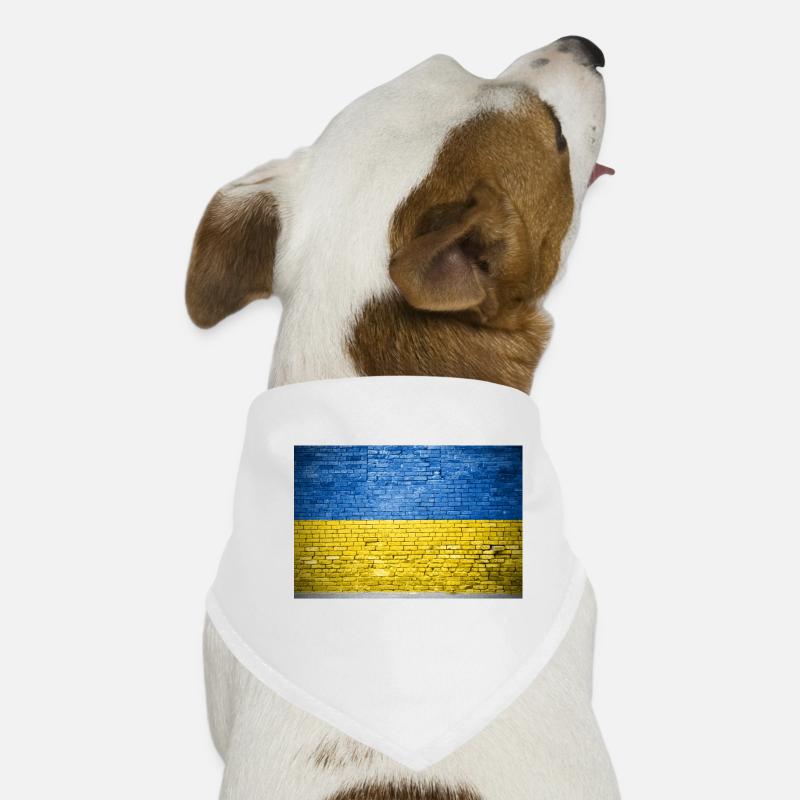 Affiche de graffiti drapeau Ukraine mur de briques Bandana pour chien