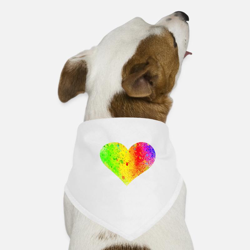Regenbogen Herz - Hunde-Bandana - Weiß