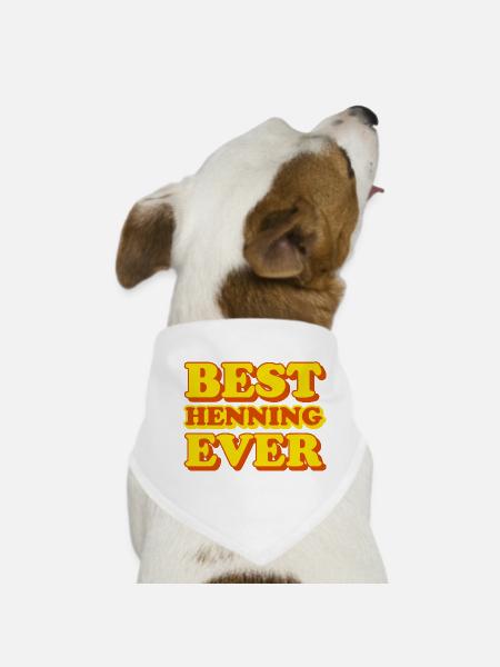 Henning Vorname Lustiges Geschenk - Hunde-Bandana - Weiß - Vorne