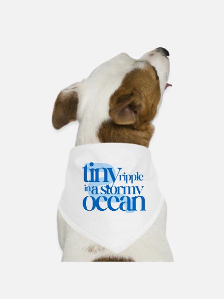 Tiny ripple in a stormy ocean (blue background) - Dog Bandana - white - Front