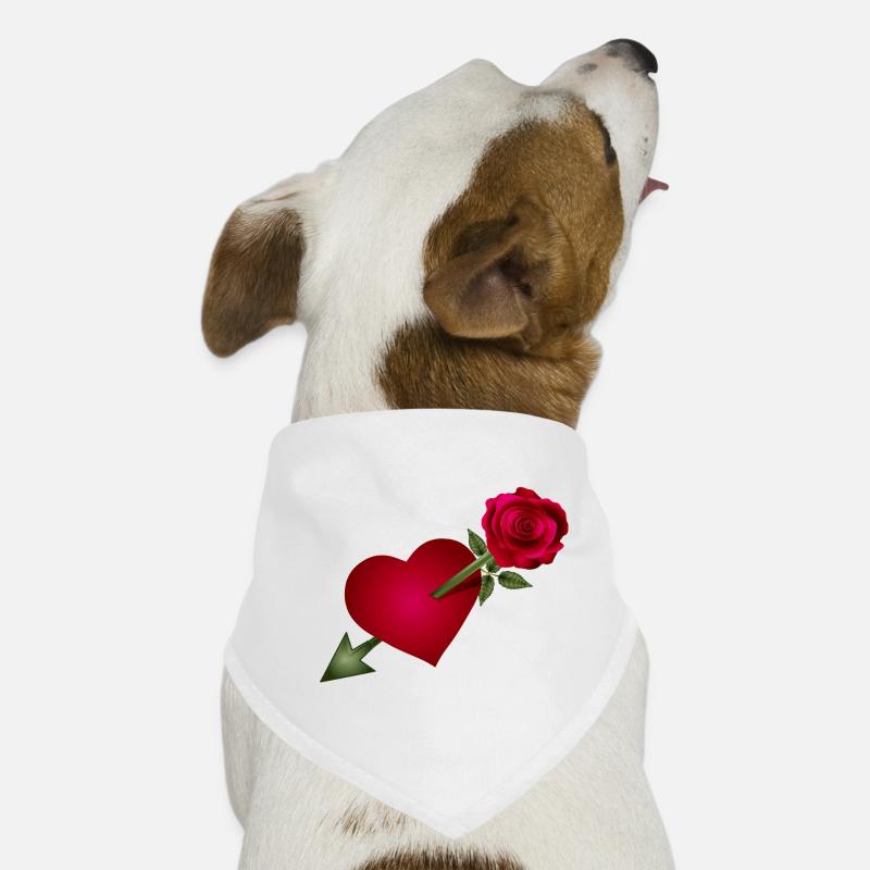 Rote Rose trifft Herz mit Pfeil Illustration Hunde-Bandana