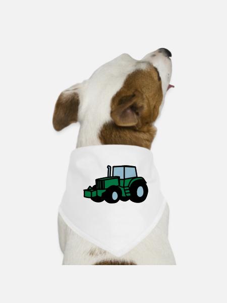 Traktor - Hunde-Bandana - Weiß - Vorne