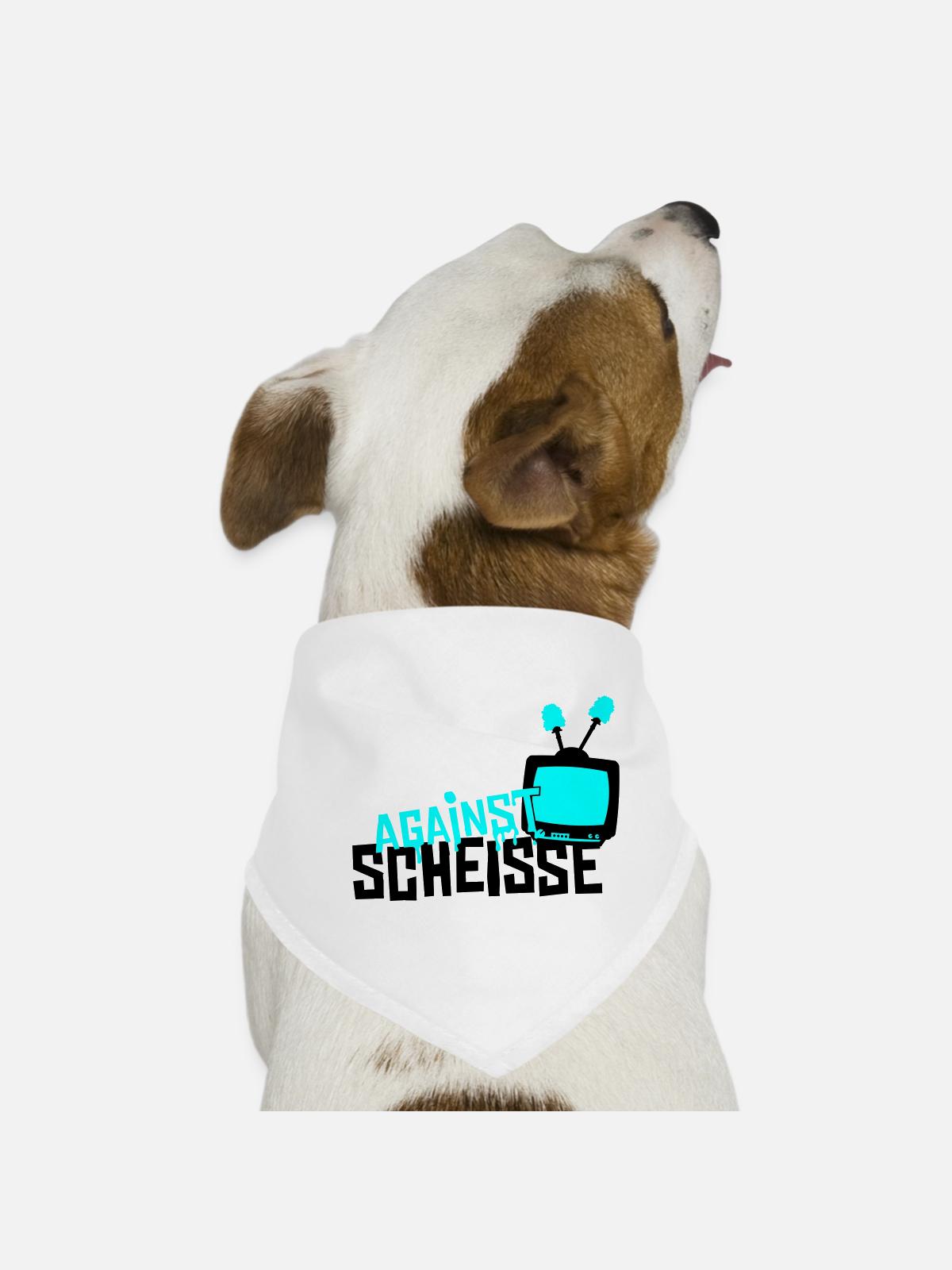 against shit - television - Dog Bandana - white - Front
